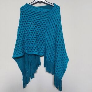 NWT Cruise Club Teal Knitted Shawl/Pancho
